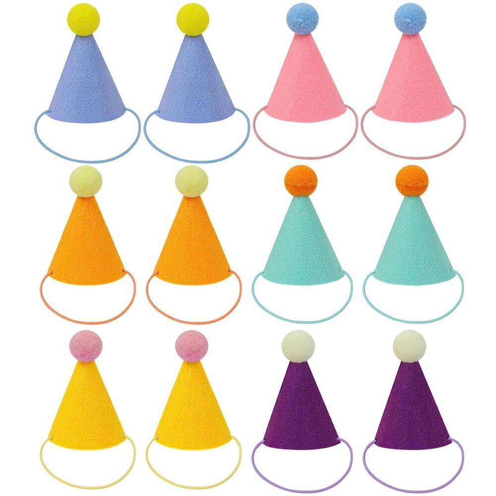 5413 12-Pack Mini Party Hats for Stuffed Animals, Birthday Party